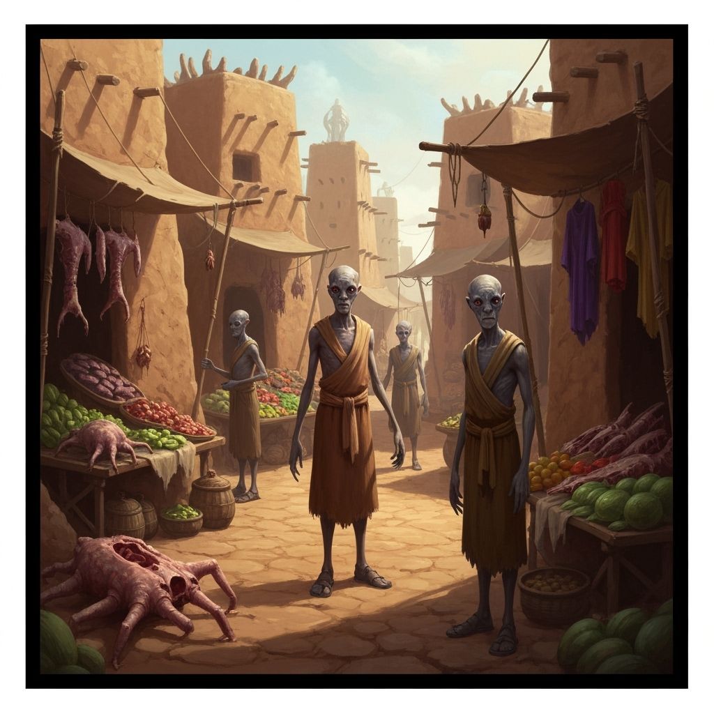 Alien Marketplace on Mystical Planet in Photorealistic Style