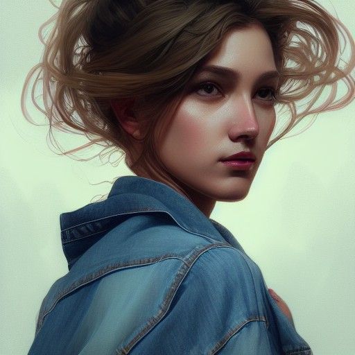 Dynamic Portrait of a Beautiful Lady in a Denim Jacket