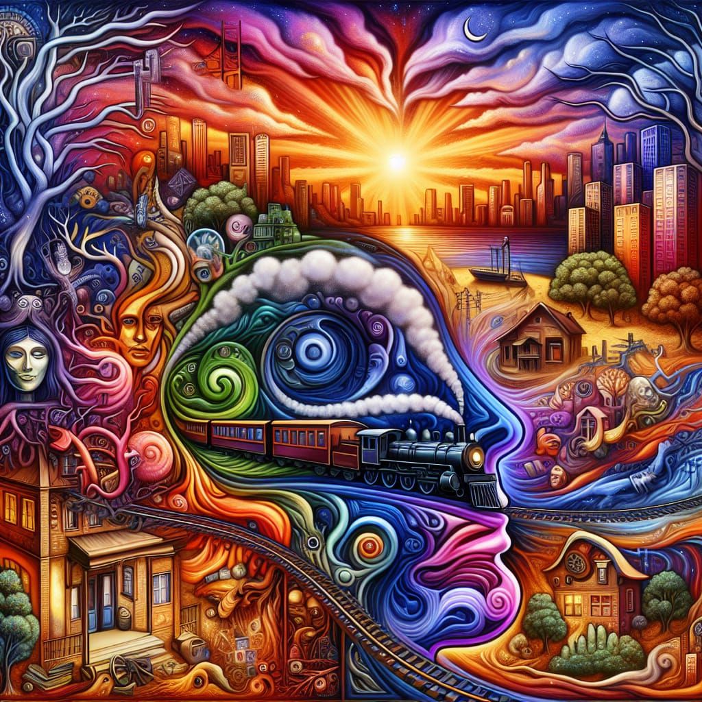 Surreal Cityscape in Whimsical Aesthetic