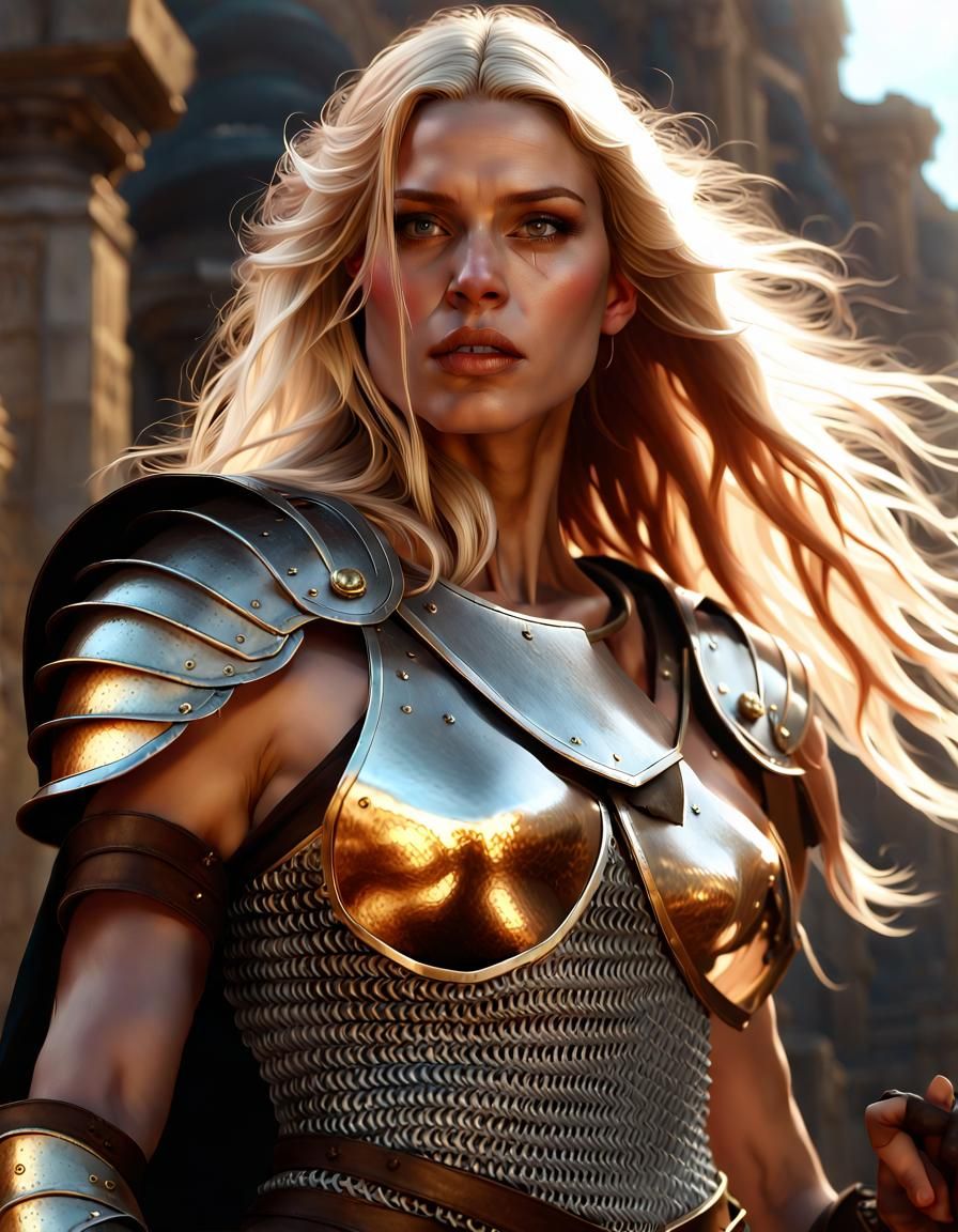 Elegant Dark Fantasy Warrior in Chainmail