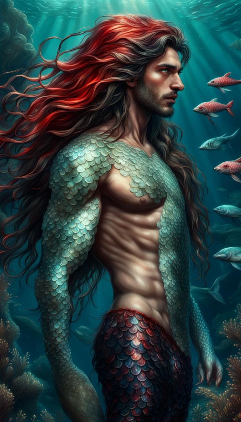 Ethereal Oceanic Merman in Epic Digital Painting