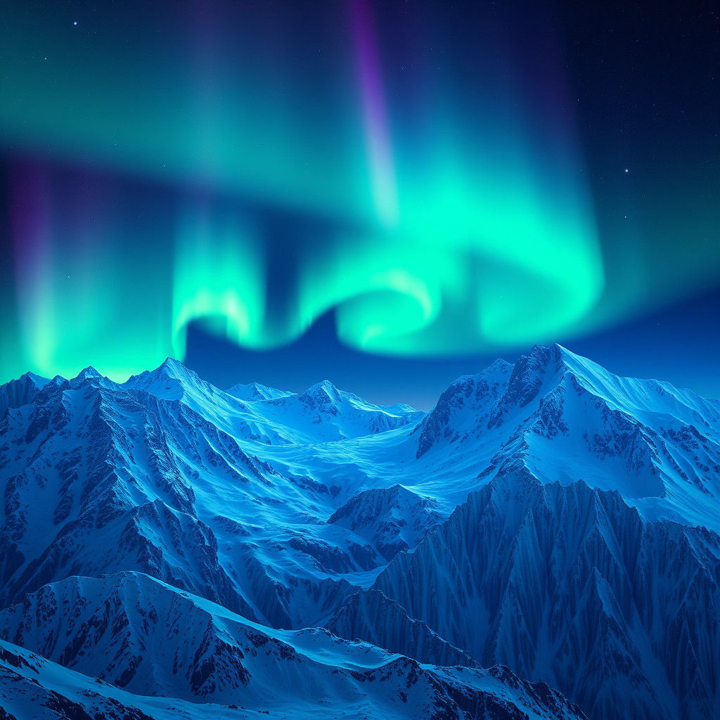 Ethereal Aurora Borealis Illuminates Snow-Capped Mountains