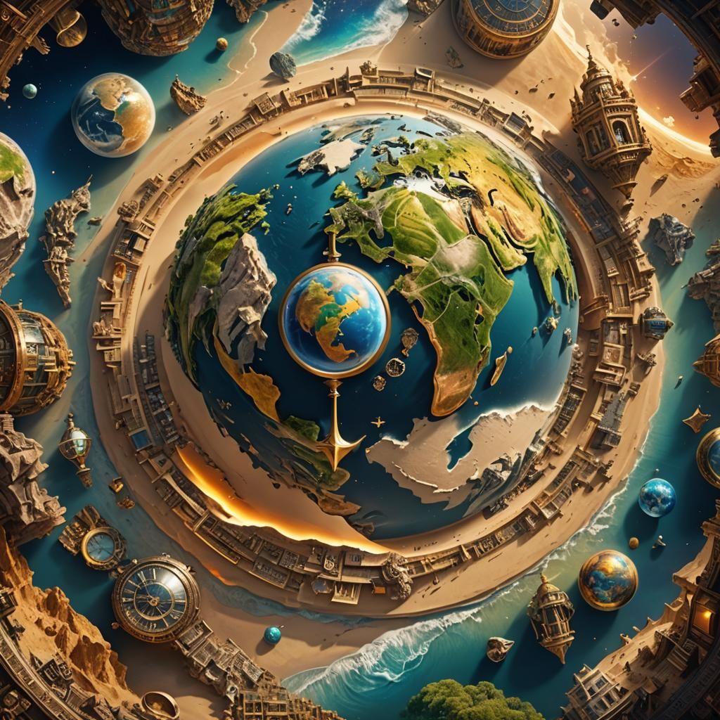 Epic Digital Planet Earth with Meticulously Detailed Hourgla...