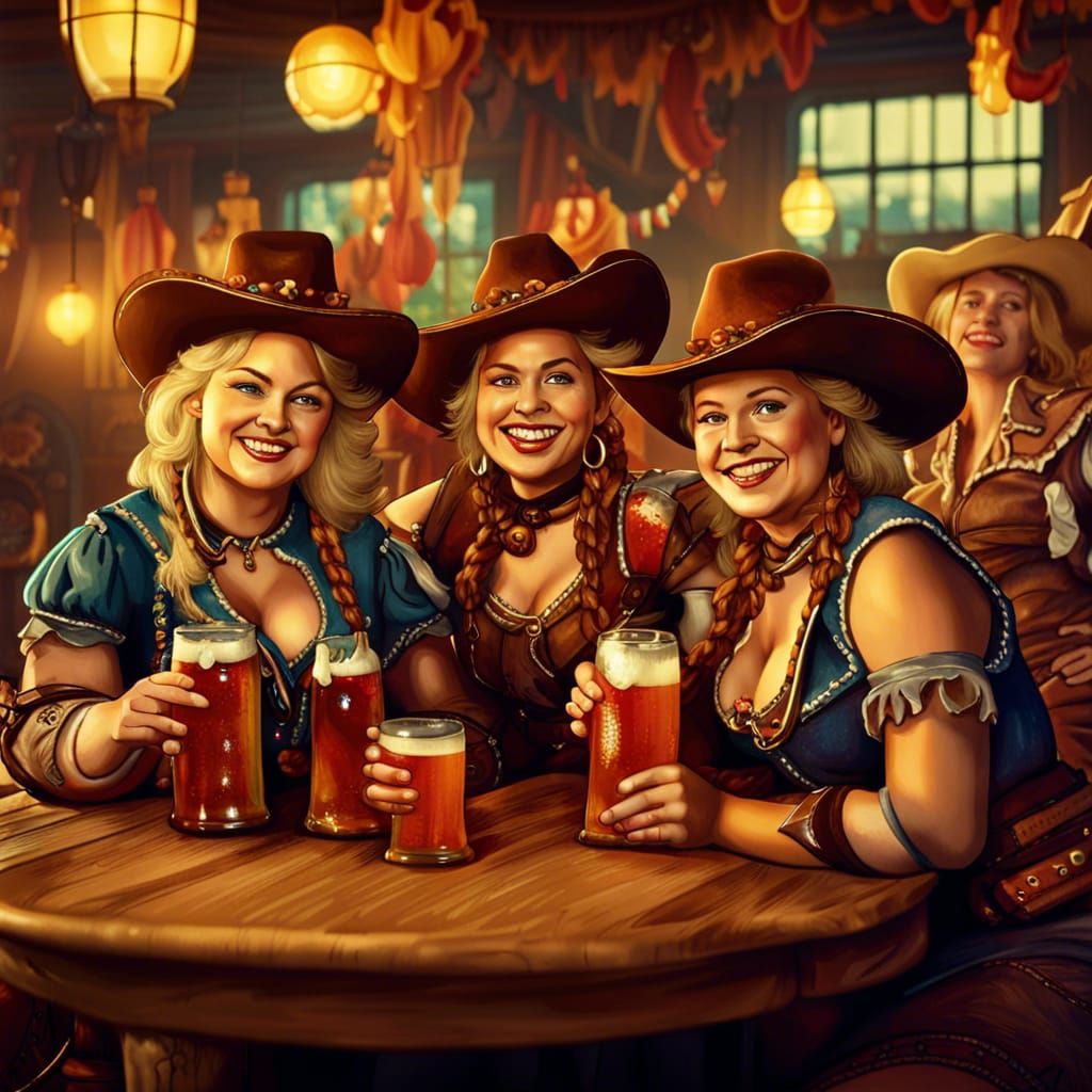 Western Cowgirls Celebrate Oktoberfest with Vibrant Style