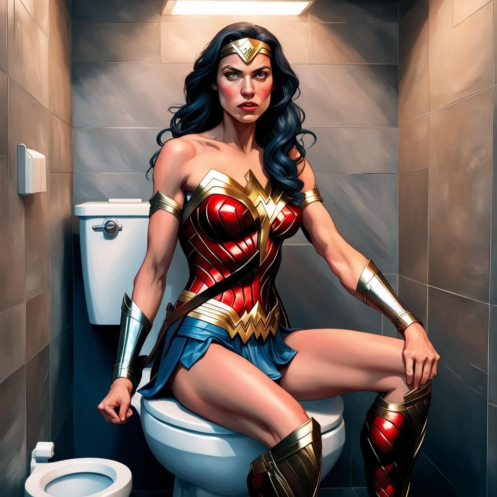 Spectacular Hyper Detailed Wonder Woman Portrait in Triadic...