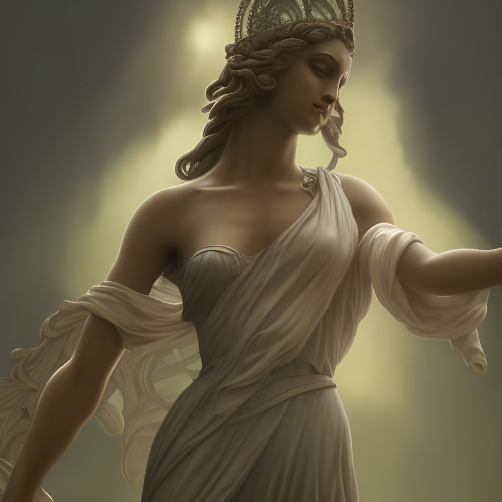 Surreal Greek Goddess Portrait in Moody Light