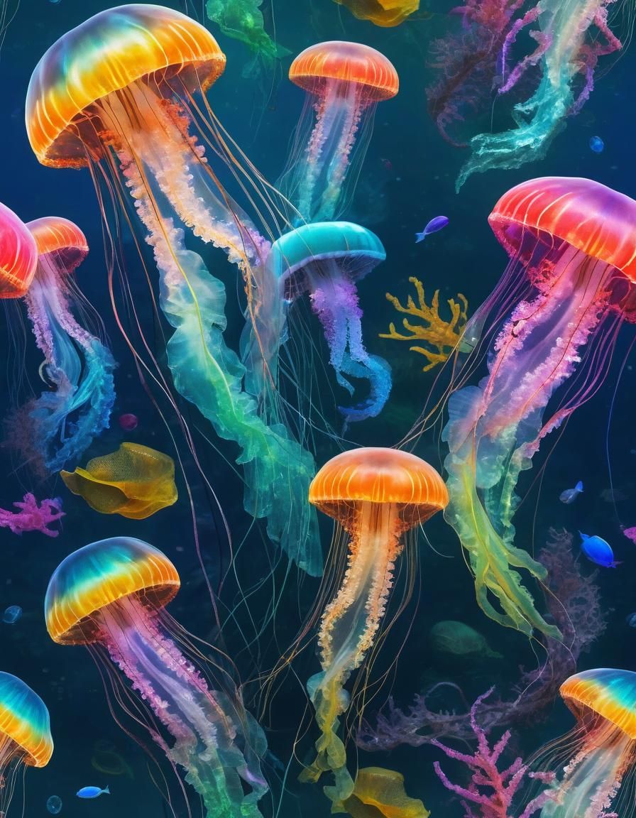 Vibrant Jellyfish in an Underwater Paradise