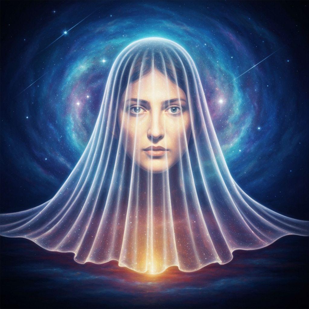 Ethereal Veil Reveals Serene Reflection in Surrealist Oil Pa...