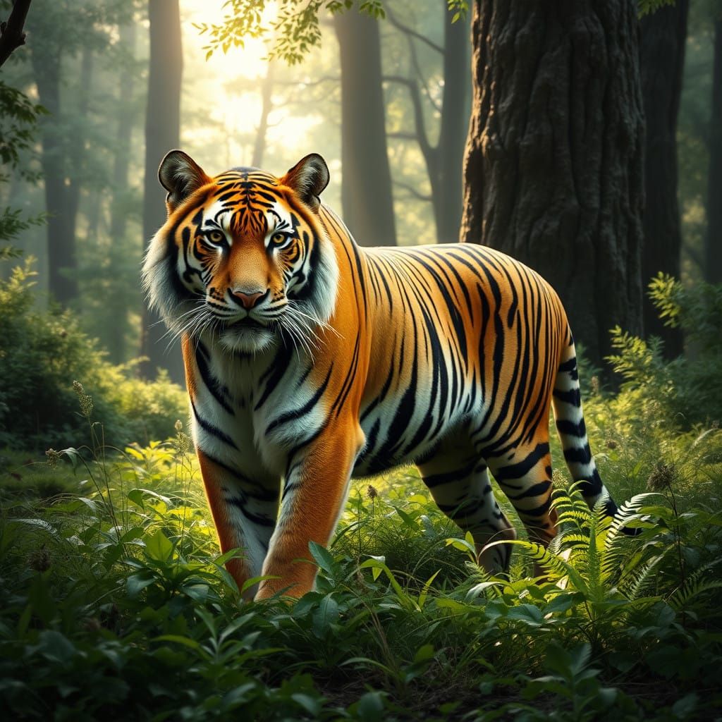 Majestic Caspian Tiger in Serene Wilderness Habitat
