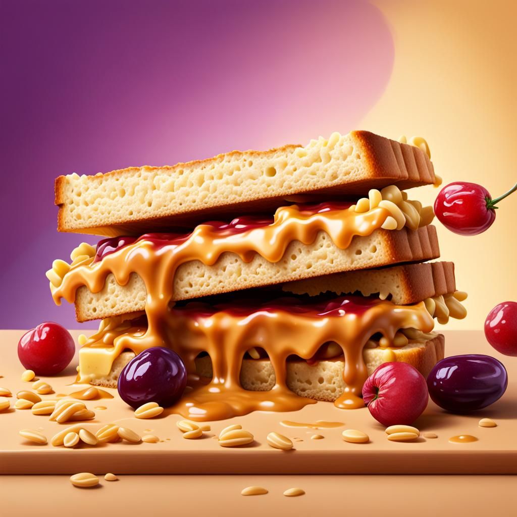 Hyperrealistic Peanut Butter and Jelly Masterpiece