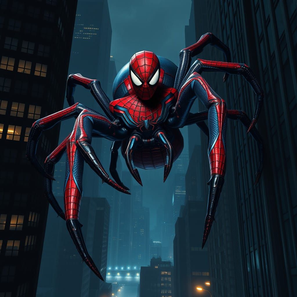 Cyberpunk Spider Creature Emerges from City Shadows