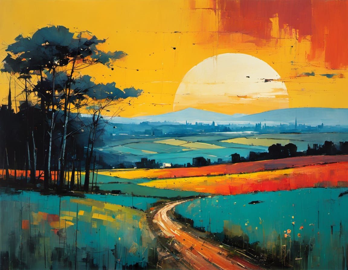 Cosmic Landscape in Abstract Expressionist Style