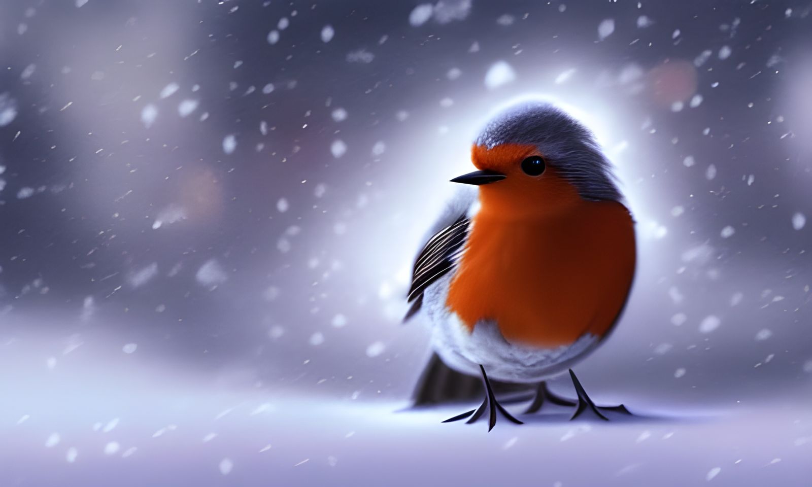 Vibrant Snowy Christmas Robin in Teaberry Wonderland