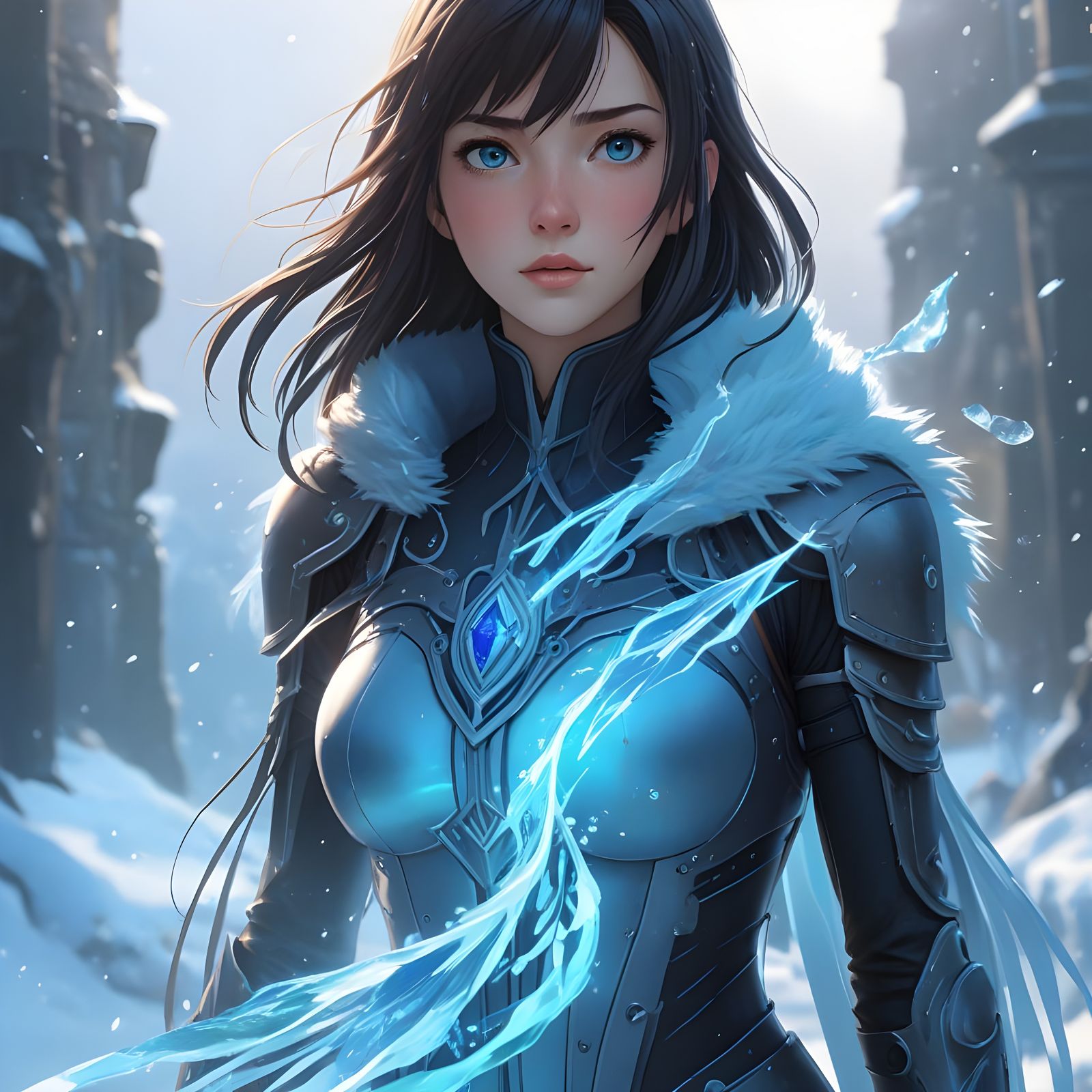 Frozen Knight Portrait in Anime Ghibli Style