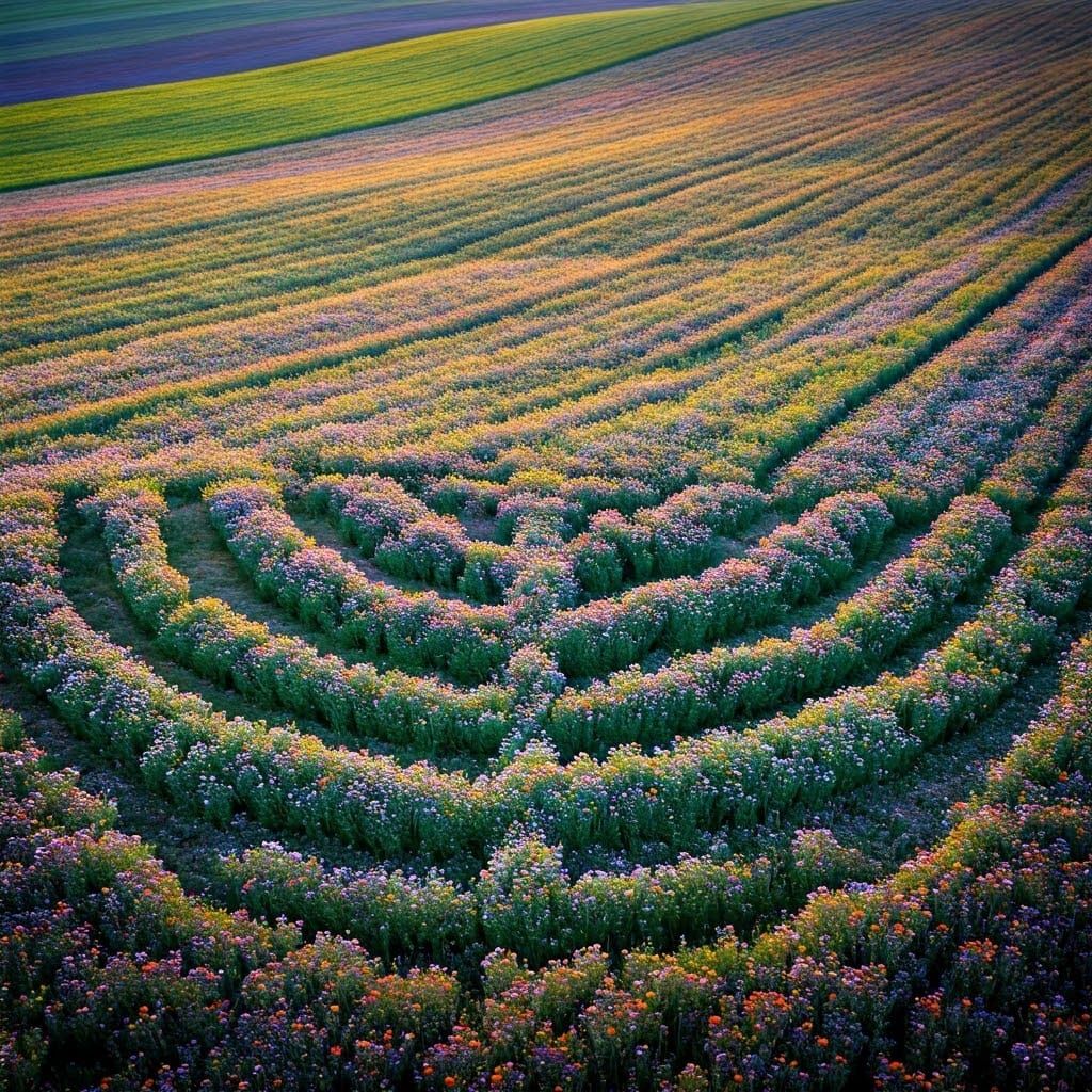 Surreal Aerial View of Vibrant Wildflowers and Hanukkah Meno...