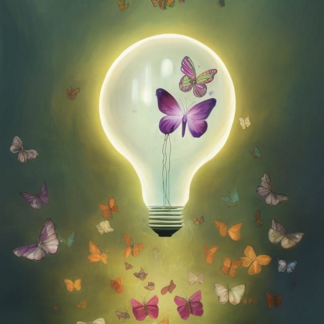 Magical Lightbulb Filled with Flowers, Comic Book Art