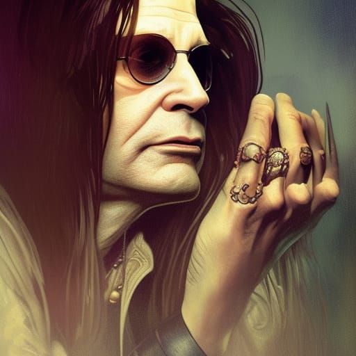 Dark Fantasy Ozzy Osbourne Portrait in Hyperrealistic Style
