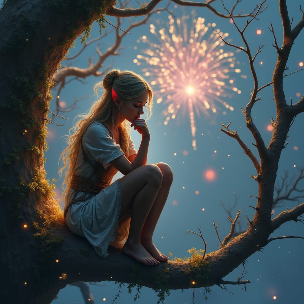 Ethereal Elf Enchanted by Fireworks