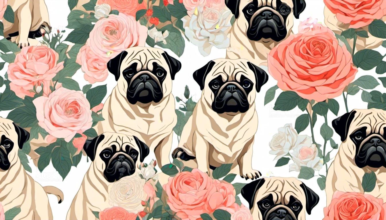 Award Winning Realistic Pugs in a Breathtaking Garden with V...