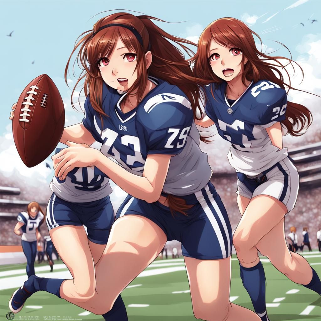 Girls in Touch Football Jerseys in Dynamic Action