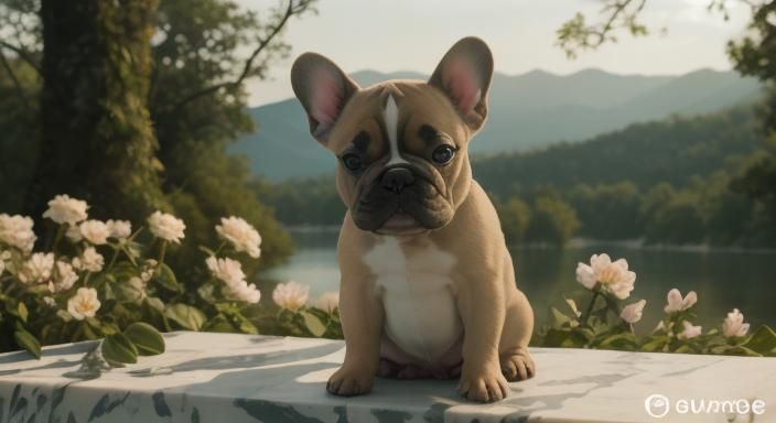 French Bulldog Puppy Amidst Enchanted Crystal Forest