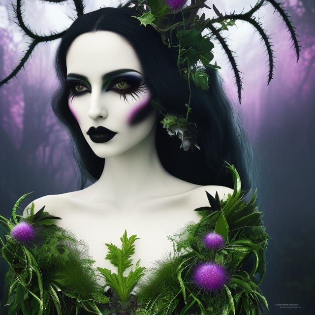 Gothic Girl Blossoms in Moonlit Whispers, Hyperrealistic Wat...
