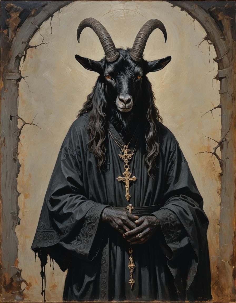 Gothic Savior Goat of Salem in Black Robes