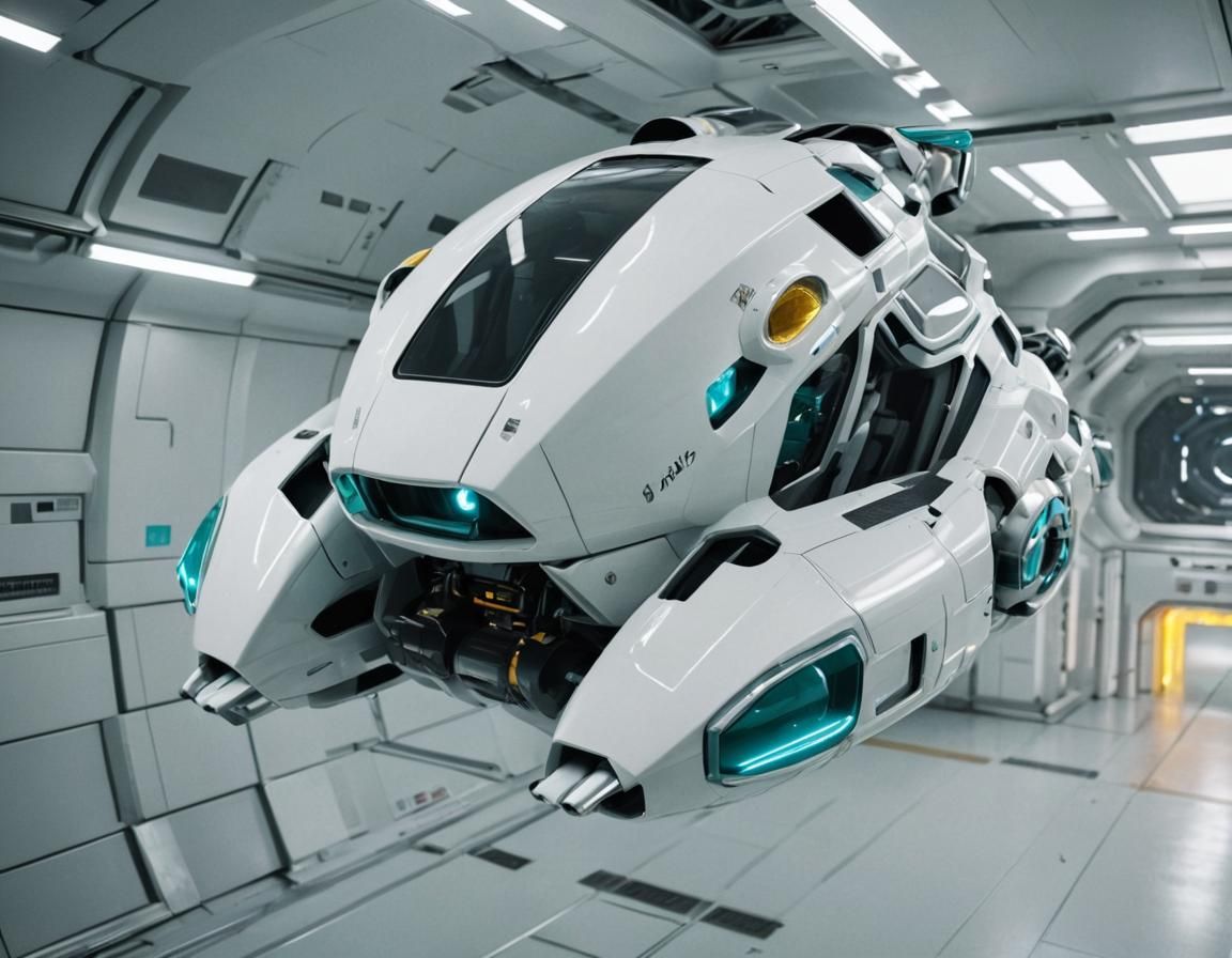A Futuristic Hover Vehicle in a High-Tech Airlock