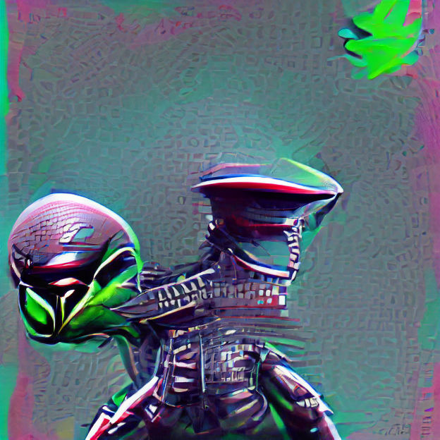 Cyberpunk Robot Warrior in Battle Readiness