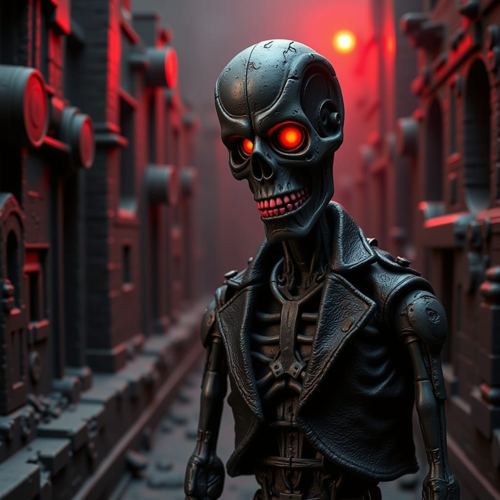 Claymation Terminator Movie Poster in Stop-Motion Style