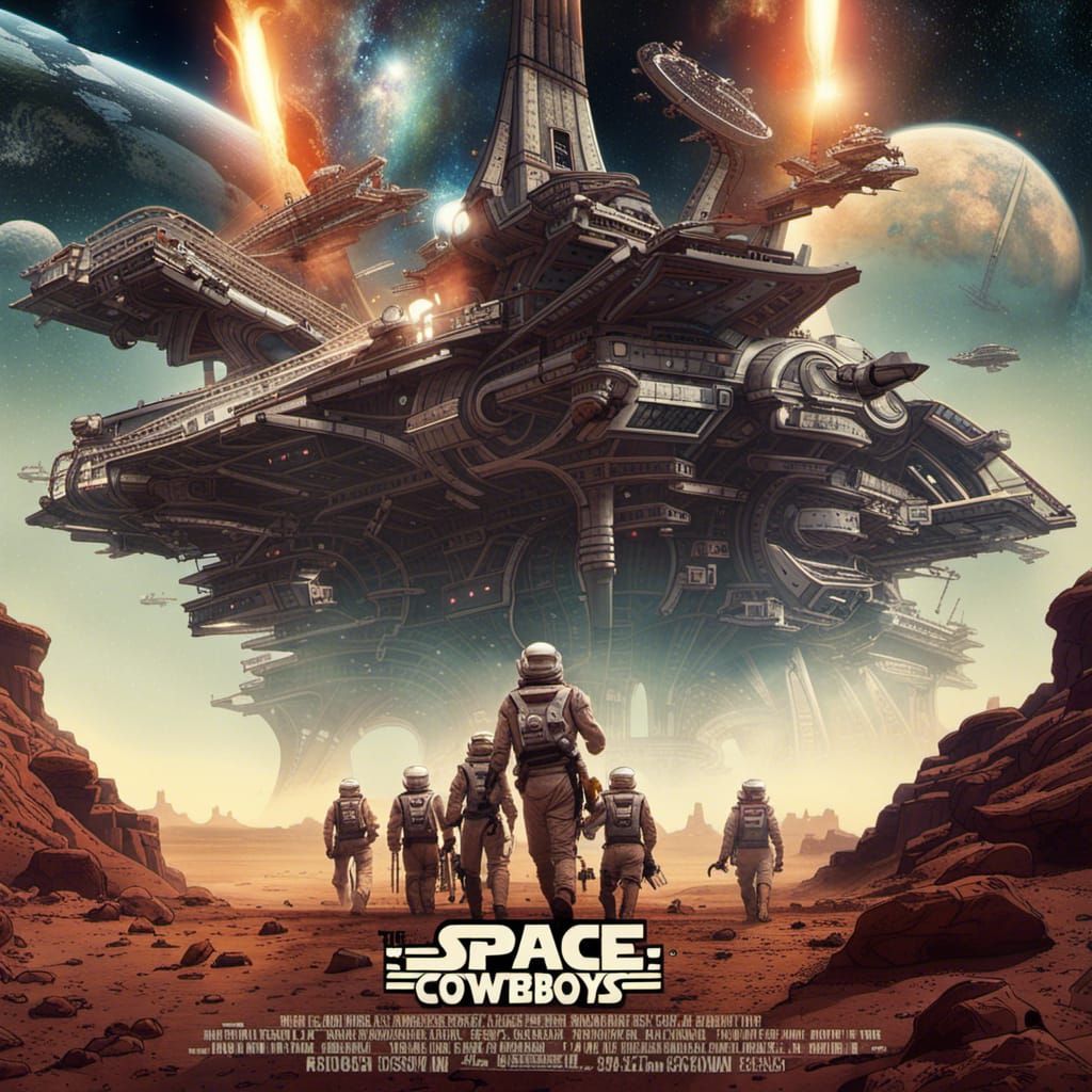 Epic Space Cowboys Sci-Fi Movie Poster in Star Wars Style