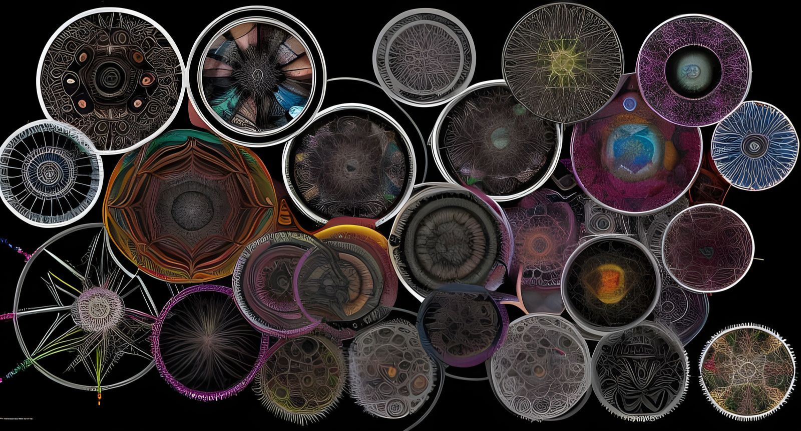 Complex Wheel of Life Mandala in Eldritch Style