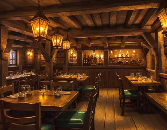 Cozy Medieval Prussian Tavern Scene in Warm Earthy Tones