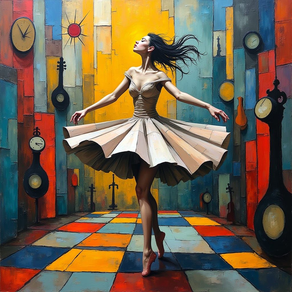 Cubist Spirit Unfolds in Vibrant Dance