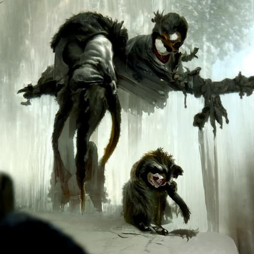 Monkeys in Dark Cyberpunk Art