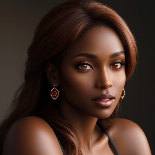 Deeply Realistic Portrait of a Woman with Dark Brown Skin