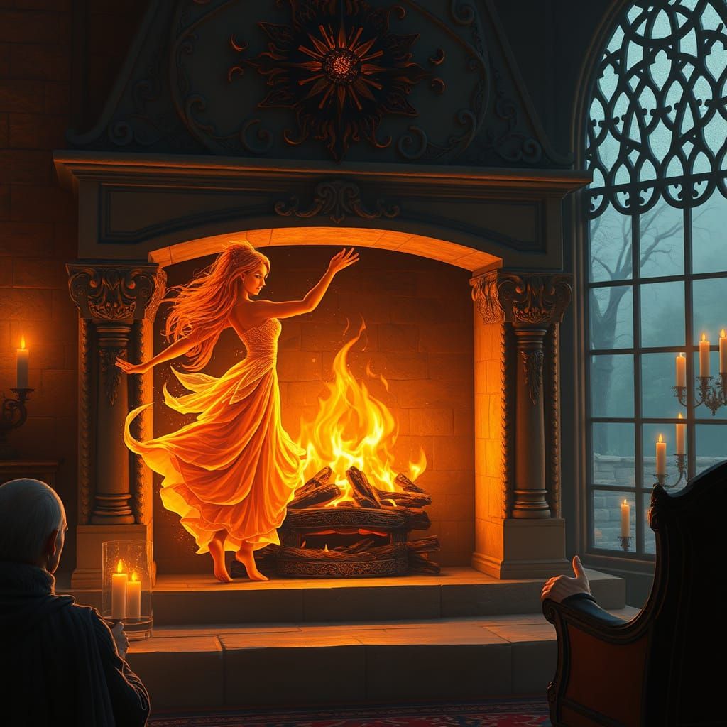 Enchanting Scene of Dancing Flames and Warmth