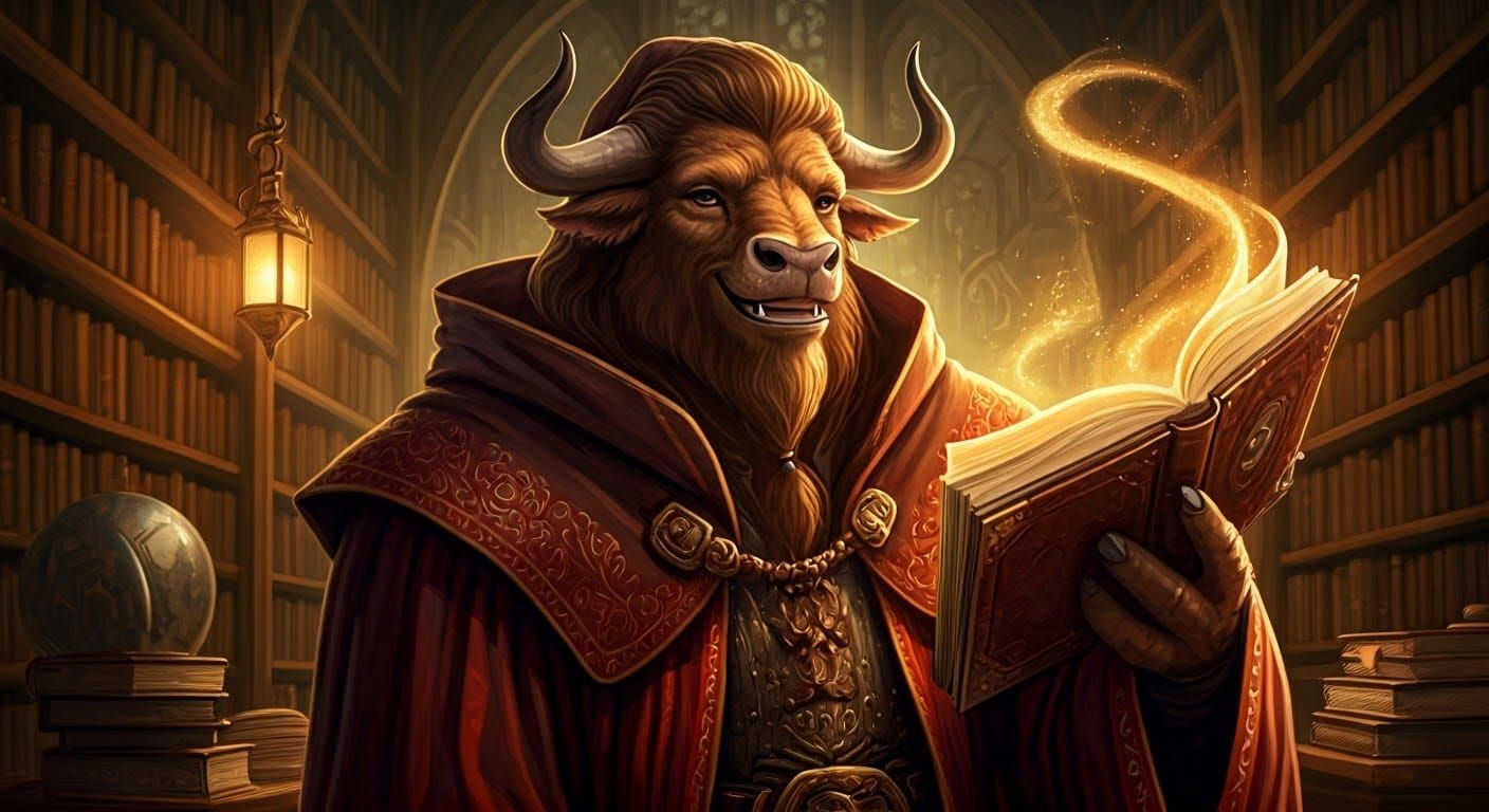 Fantasy Minotaur Mage in Johan Egerkrans' Style