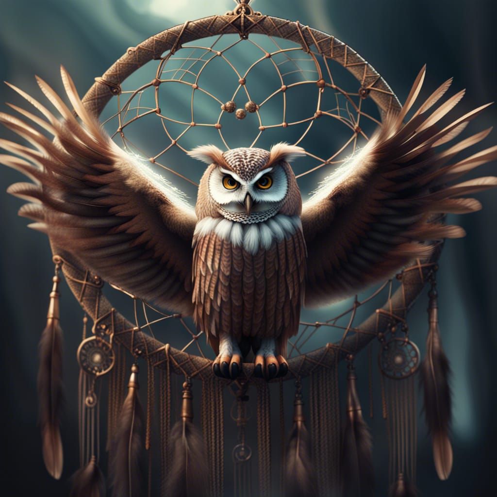 Stunning Dreamcatcher of an Owl in an Epic Cinematic Scene