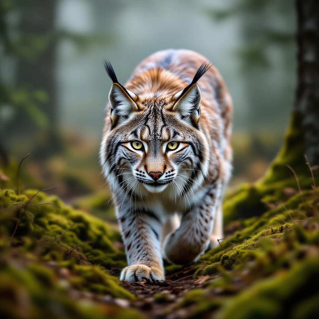 Silent Lynx in Misty Forest Wildlife Photography