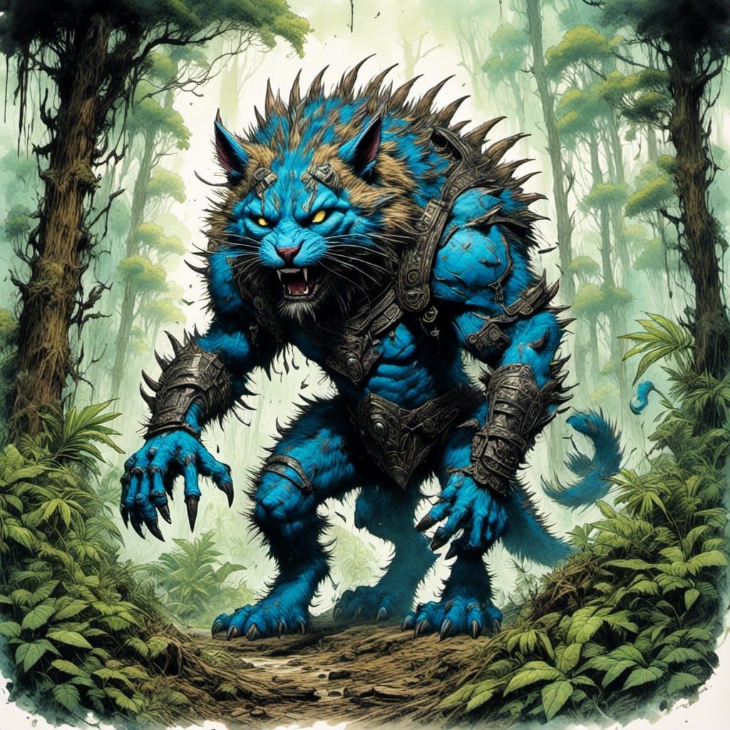 Fantasy Sabretooth Cat in Jungle Environment