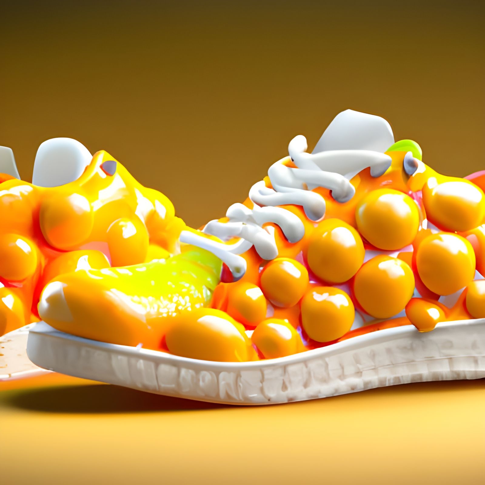 Surreal Swiss Cheese Tennis Shoes in Triadic Color Palette