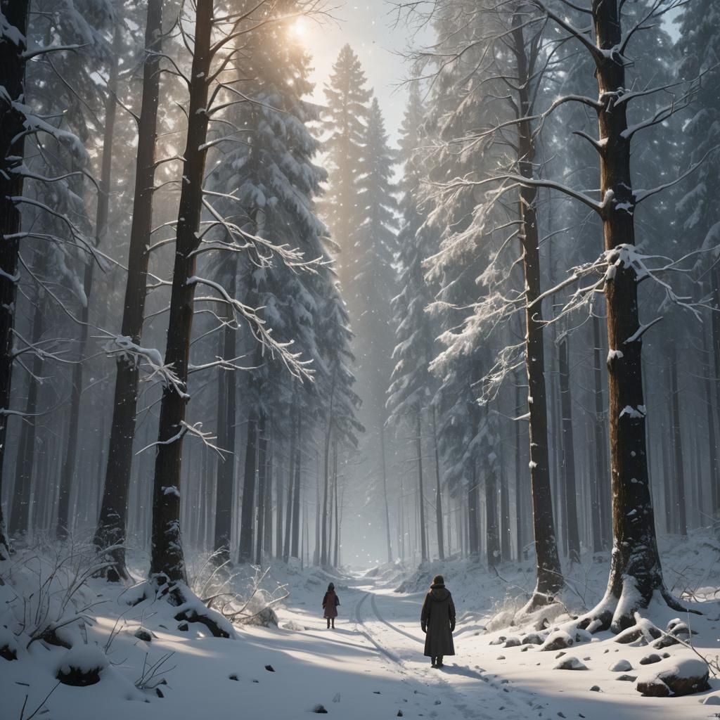 Serene Winter Forest Awakening in Hyper-Realistic Digital Ar...