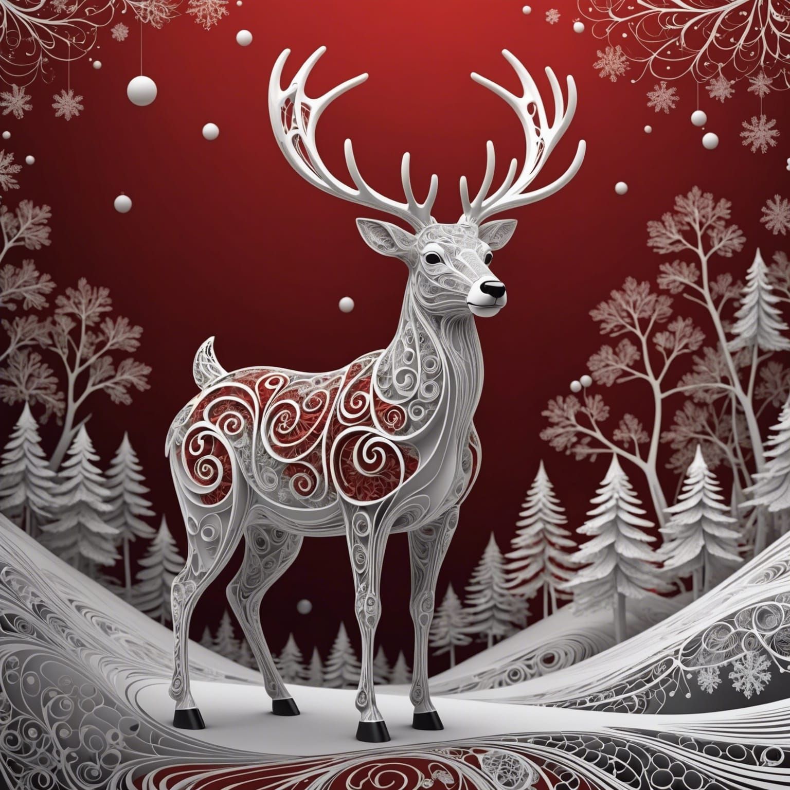 Rudolph's Glowing Red Nose Illuminates Cyberpunk Cityscape