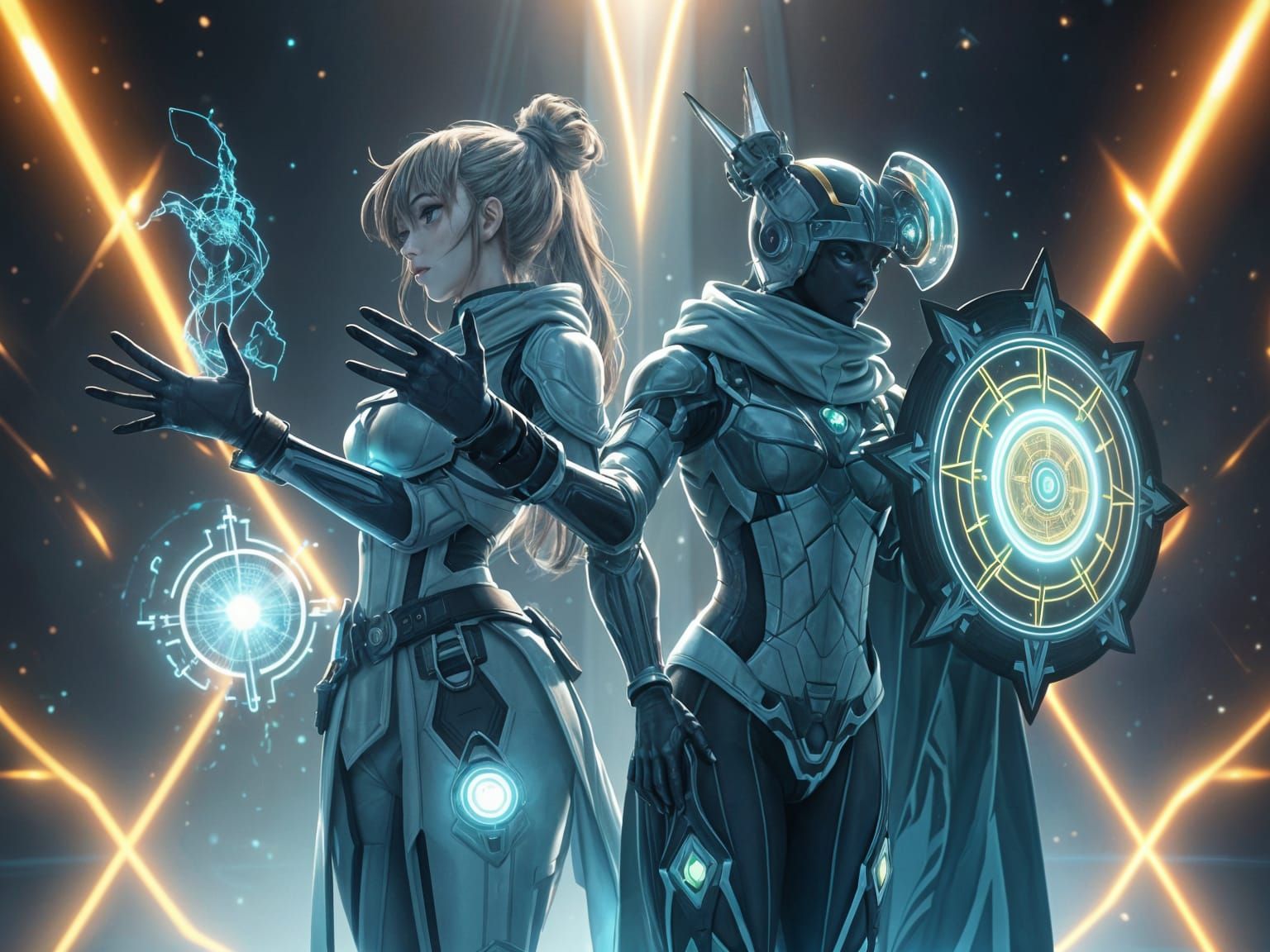 Futuristic Team Armor Concept Art in Anime Style