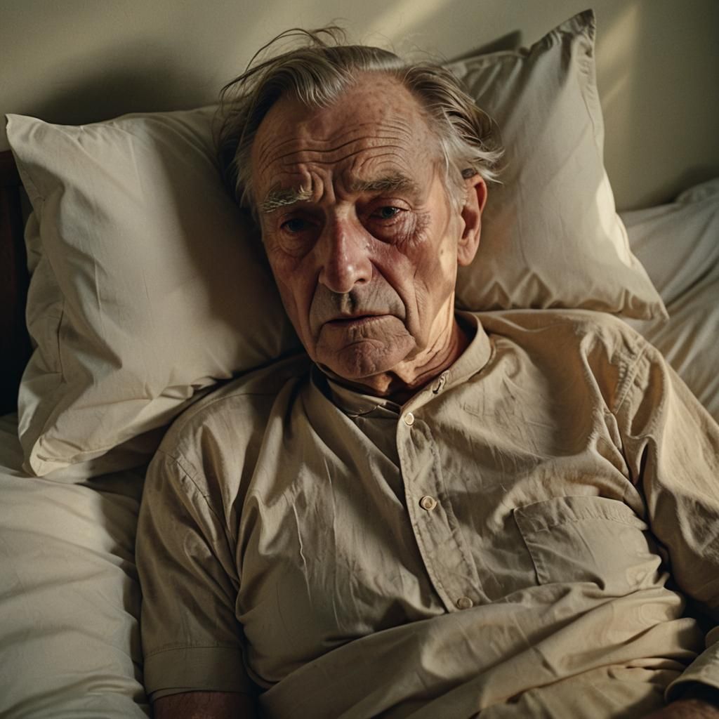 Desolate Old Man in Film Noir-Inspired Cinematic Scene