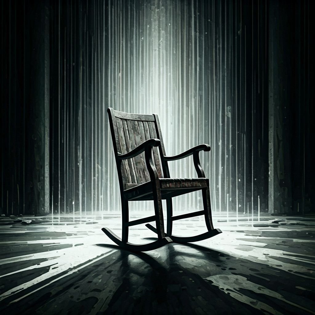 Creepy Rocking Chair in Abandoned Theater as Horror Art