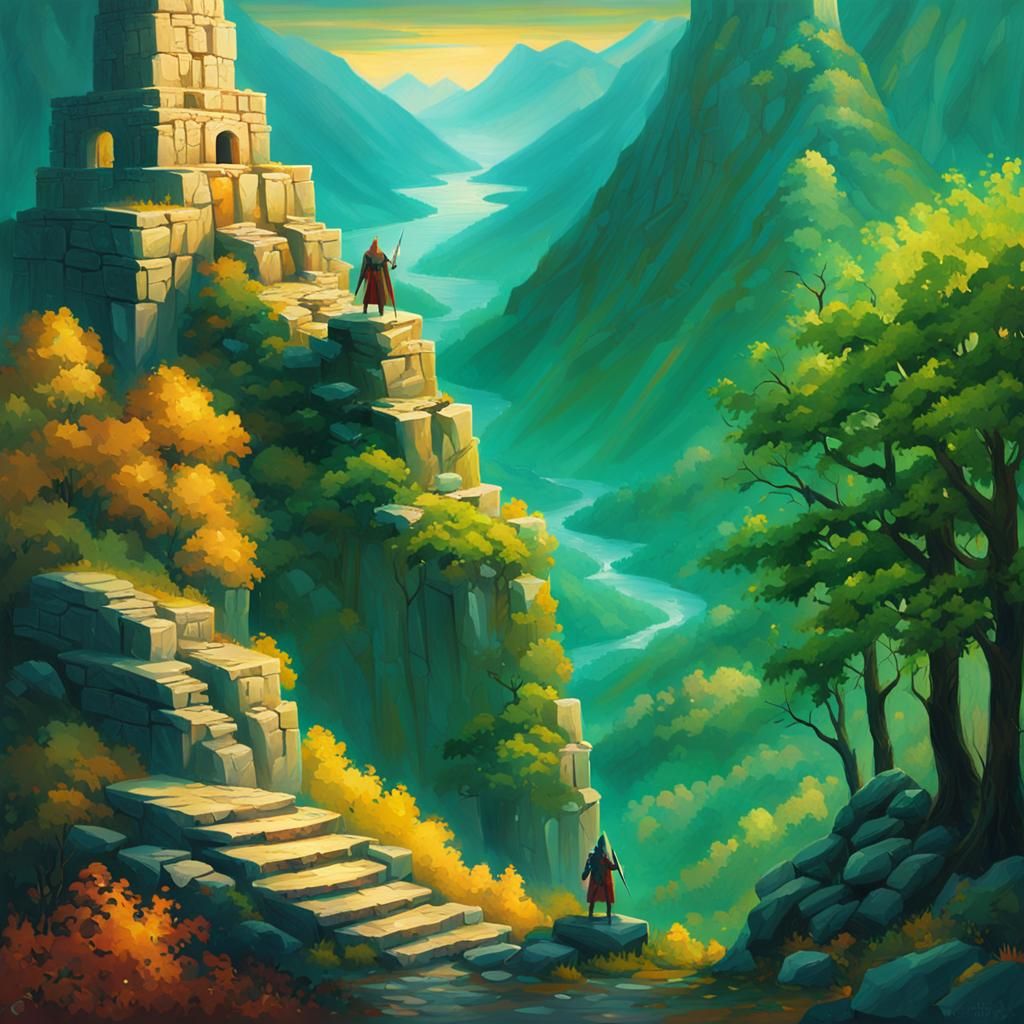 Warrior in Emerald Forest, Fantasy Painting