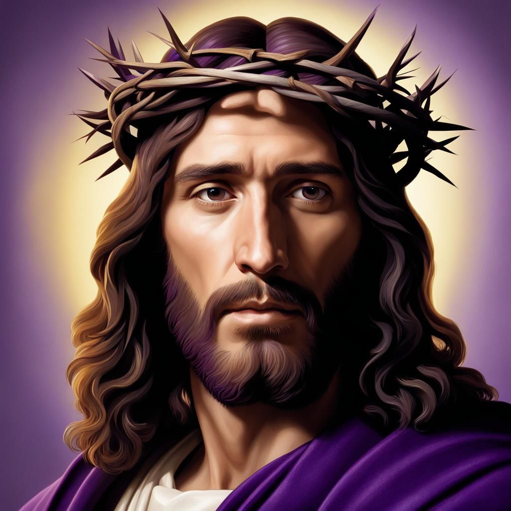 Jesus in Golden Radiance with Crown of Thorns