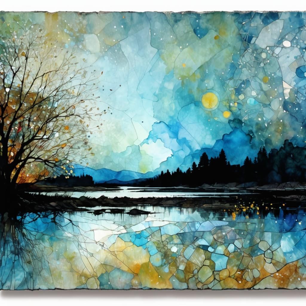 Vibrant Art Brut Masterpiece in Stained Glass Style